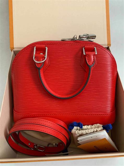 louis vuitton alma bb monogram canvas red epi leather|Louis Vuitton Alma bb bag.